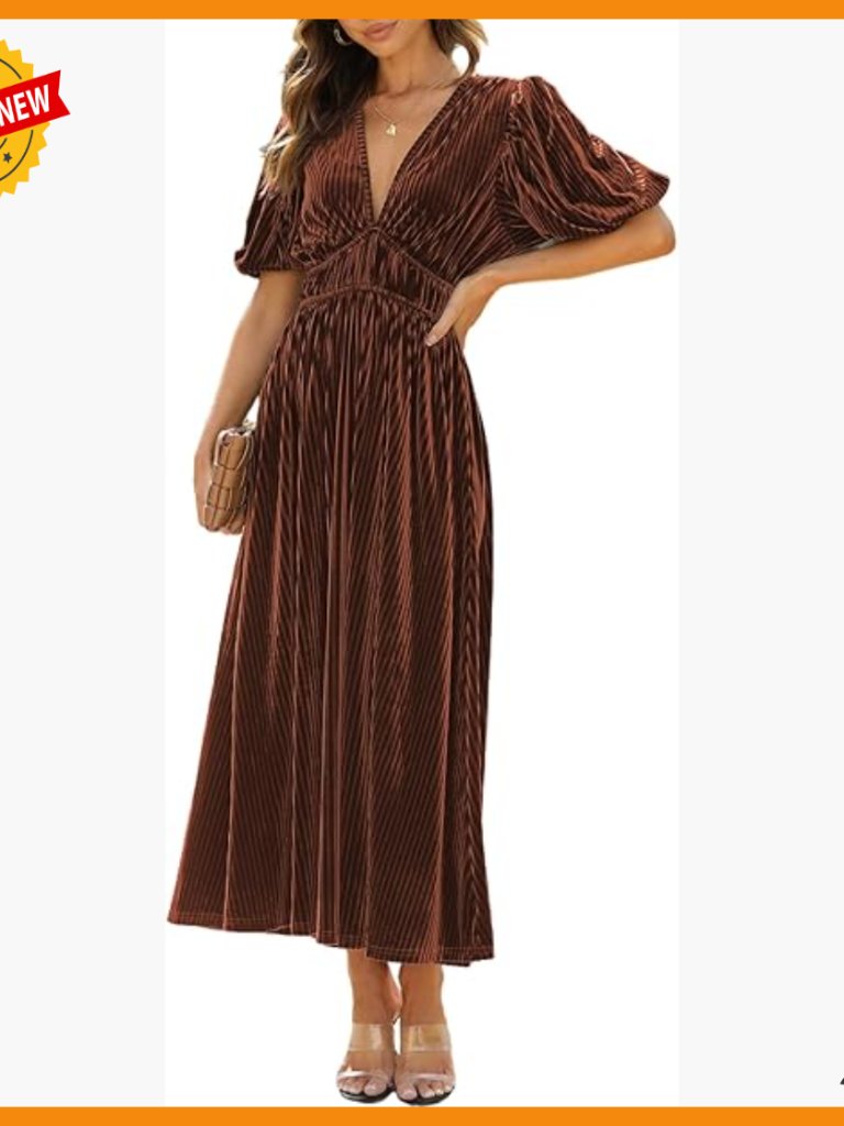 Velvet Maxi Dress Formal Plunge Neckline Slit Wedding Guest